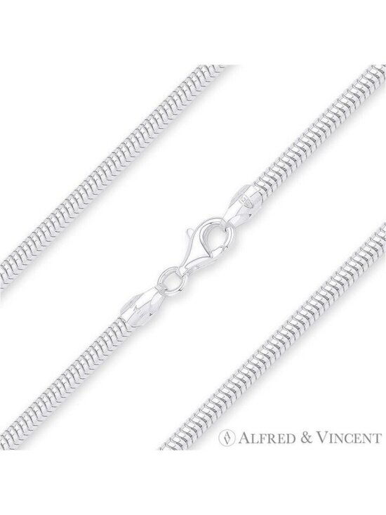 Alfred & Vincent Jewelry - 2.4mm Flexible Snake Link Italian Chain Necklace in .925 Sterling Silver - 30"